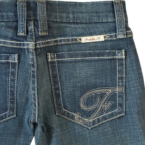 Frankie B. Y2K Dark Low Rise Downtown Slim Bootcut Crystal Jeans Size 2 NWT $309 - Picture 6 of 7
